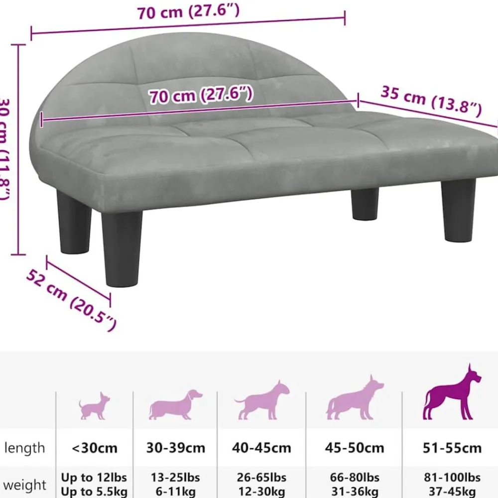 vidaXL Productos Para Mascotas-Cama para perros de terciopelo 70x52x30 cm