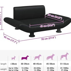 vidaXL Productos Para Mascotas-Cama para perros de cuero sintético negra 70x45x28 cm