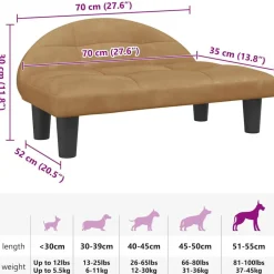 vidaXL Productos Para Mascotas-Cama para perros de terciopelo marrón 70x52x30 cm