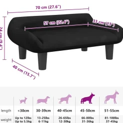 vidaXL Cama para perros de terciopelo negra 70x40x24 cm Negro Online