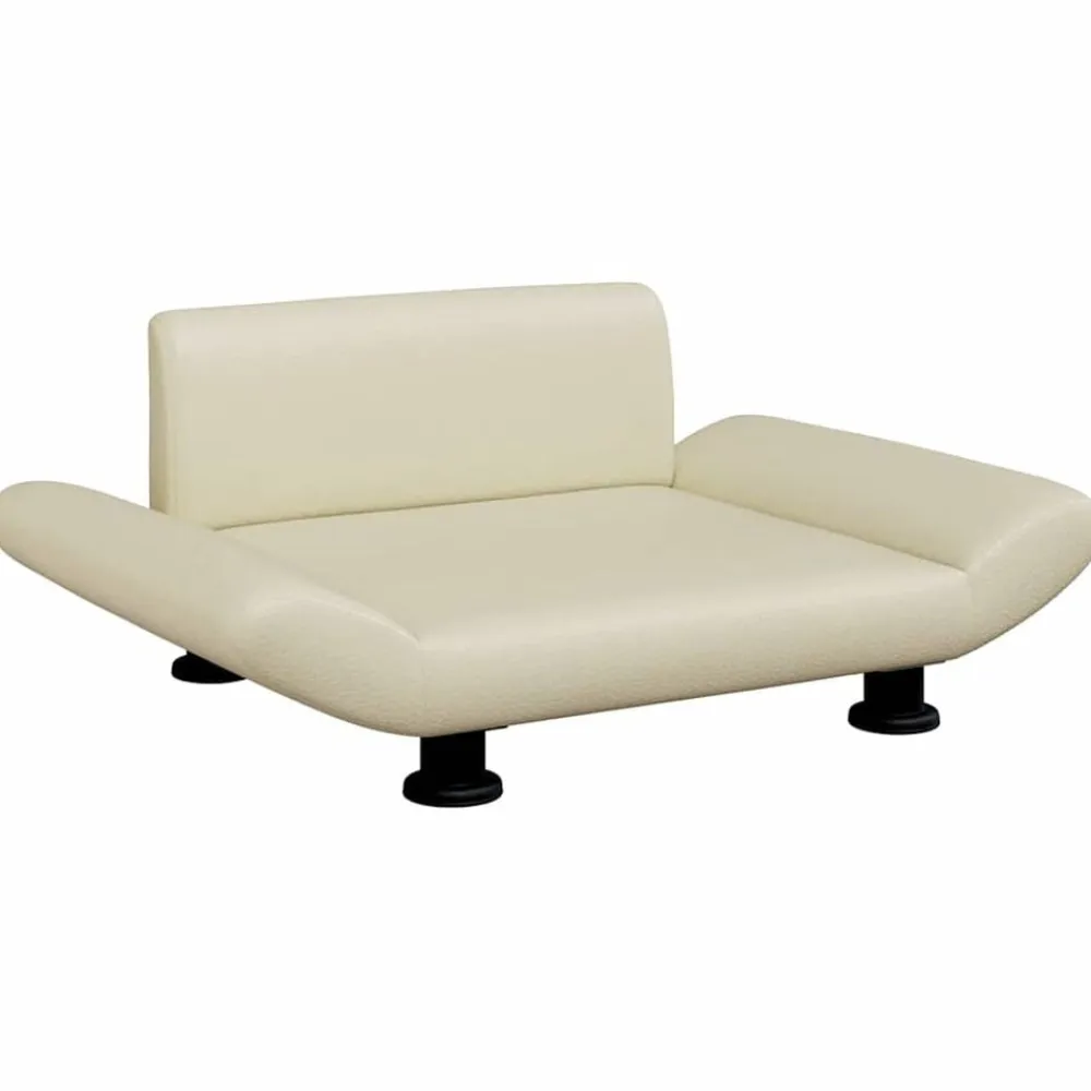 vidaXL Cama para perros de cuero sintético 70x45x28 cm Crema New