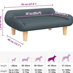 vidaXL Cama para perros de tela 70x40x24 cm Gris oscuro Outlet