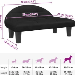 vidaXL Productos Para Mascotas-Cama para perros de terciopelo negra 70x52x30 cm