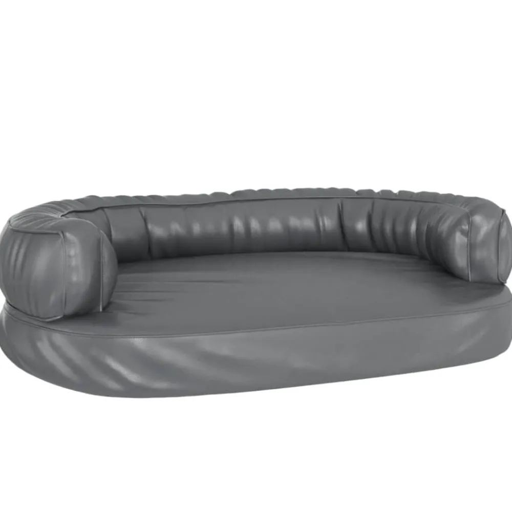 vidaXL Cama para perros de espuma cuero sintético 75x53 cm Gris Discount