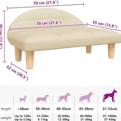vidaXL Productos Para Mascotas-Cama para perros de tela 70x52x30 cm