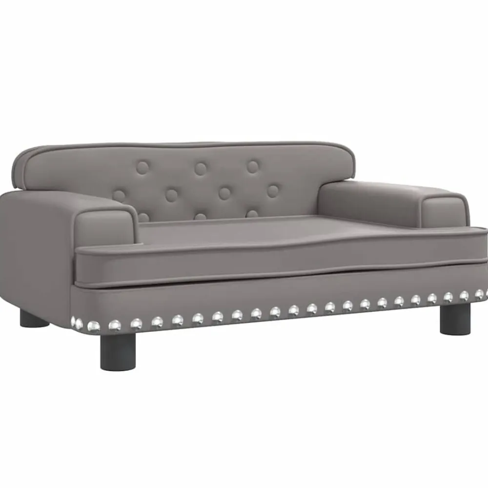 vidaXL Cama para perros de cuero sintético 70x45x30 cm Gris Discount