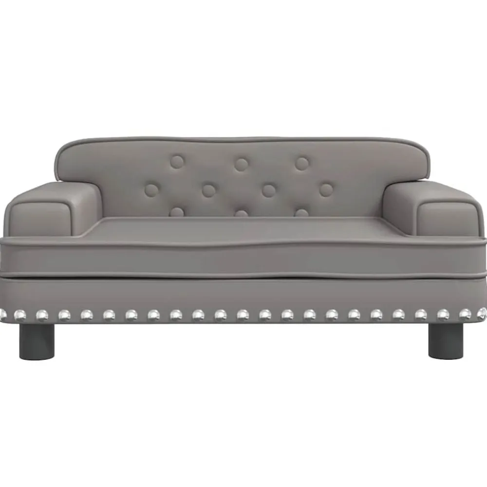 vidaXL Cama para perros de cuero sintético 70x45x30 cm Gris Discount