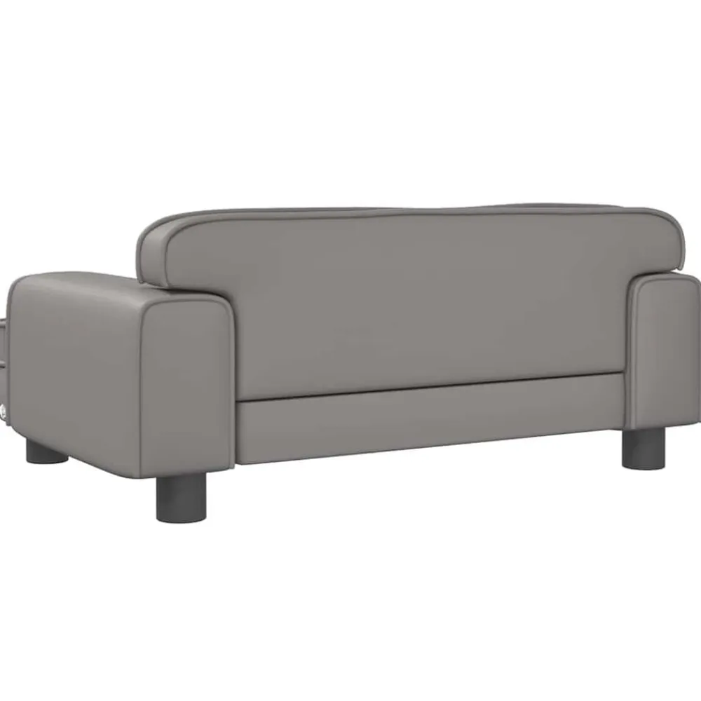 vidaXL Cama para perros de cuero sintético 70x45x30 cm Gris Discount