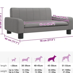 vidaXL Cama para perros de cuero sintético 70x45x30 cm Gris New