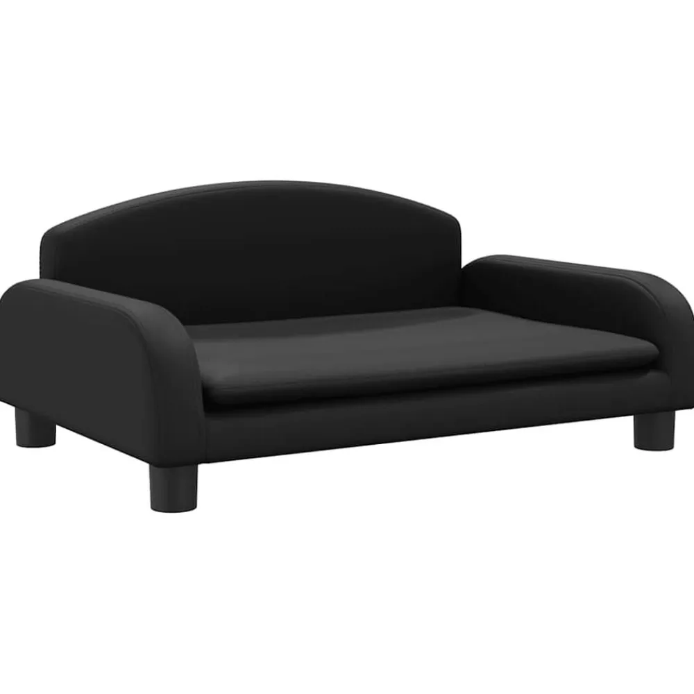 vidaXL Productos Para Mascotas-Cama para perros de cuero sintético negra 70x45x30 cm