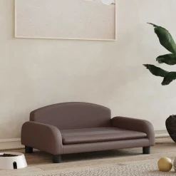 vidaXL Cama para perros de cuero sintético marrón 70x45x30 cm Marr&oacute;n