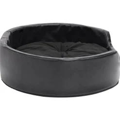 vidaXL Cama para perros felpa y cuero sintético negra 69x59x19 cm Negro Outlet