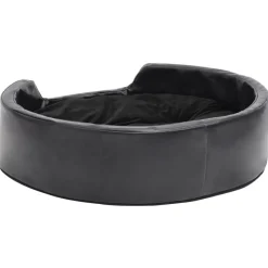 vidaXL Cama para perros felpa y cuero sintético negra 69x59x19 cm Negro Outlet