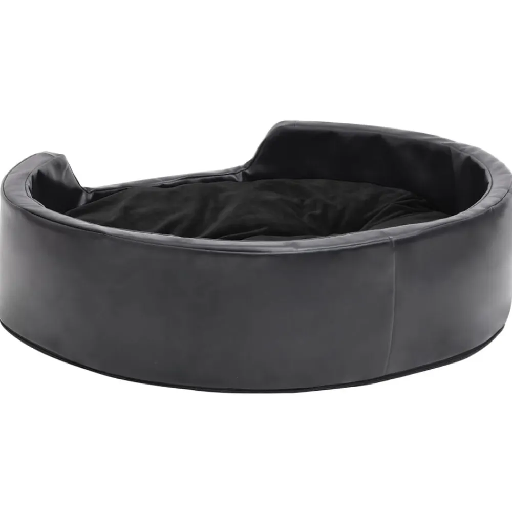 vidaXL Cama para perros felpa y cuero sintético negra 69x59x19 cm Negro Outlet