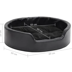 vidaXL Cama para perros felpa y cuero sintético negra 69x59x19 cm Negro Outlet