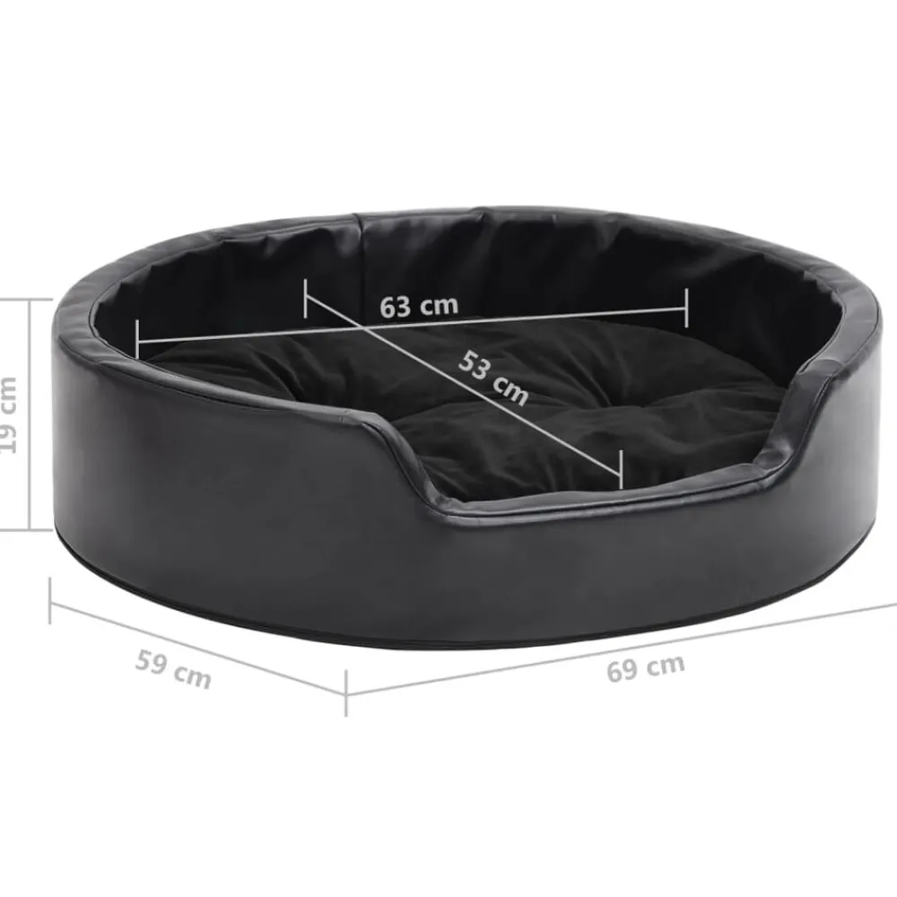 vidaXL Cama para perros felpa y cuero sintético negra 69x59x19 cm Negro Outlet