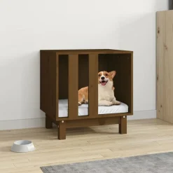 vidaXL Cama para perros madera maciza pino marrón miel 50x40x52 cm Marr&oacute;n miel Sale