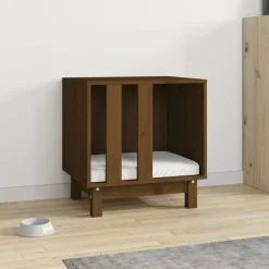 vidaXL Cama para perros madera maciza pino marrón miel 50x40x52 cm Marrón miel Sale