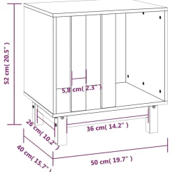 vidaXL Cama para perros madera maciza pino marrón miel 50x40x52 cm Marrón miel Sale