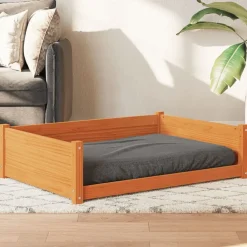 vidaXL Productos Para Mascotas-Cama para perros madera de pino marrón cera 105,5x75,5x28 cm