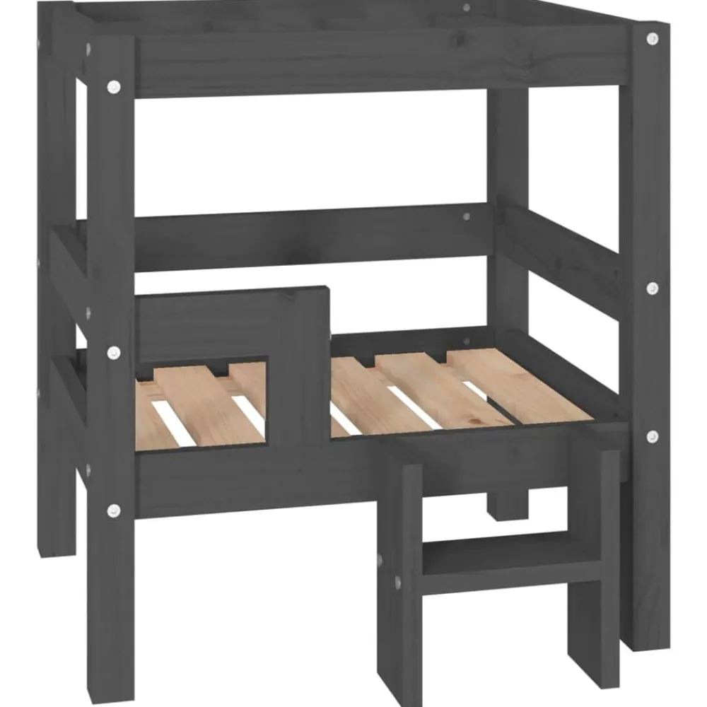 vidaXL Cama para perros madera maciza de pino 55,5x53,5x60 cm Gris