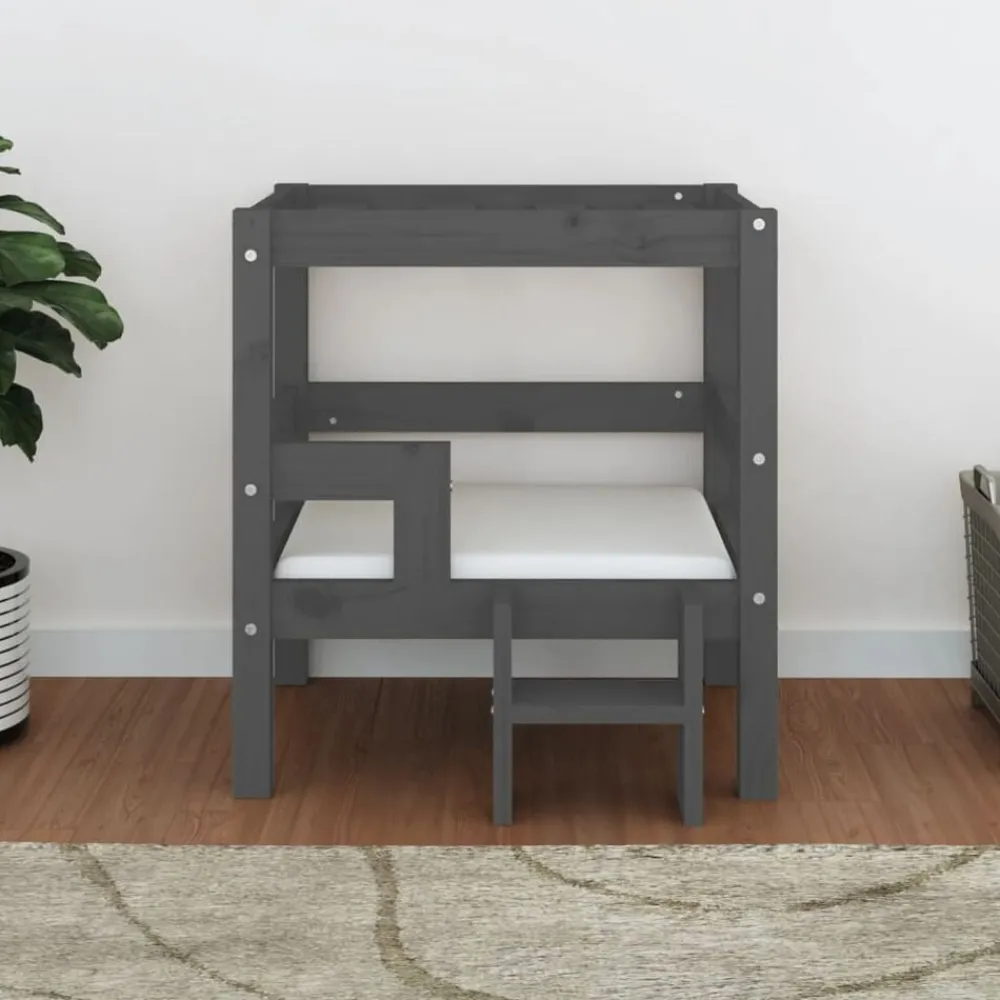 vidaXL Cama para perros madera maciza de pino 55,5x53,5x60 cm Gris