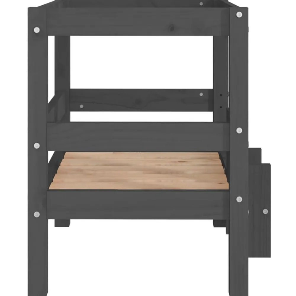 vidaXL Cama para perros madera maciza de pino 55,5x53,5x60 cm Gris