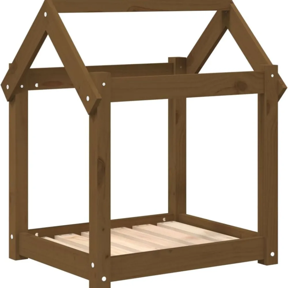 vidaXL Cama para perros madera maciza pino marrón miel 61x50x70 cm Marrón miel