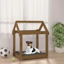 vidaXL Cama para perros madera maciza pino marrón miel 61x50x70 cm Marr&oacute;n miel