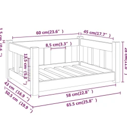 vidaXL Productos Para Mascotas-Cama para perros madera maciza de pino 65,5x50,5x28 cm