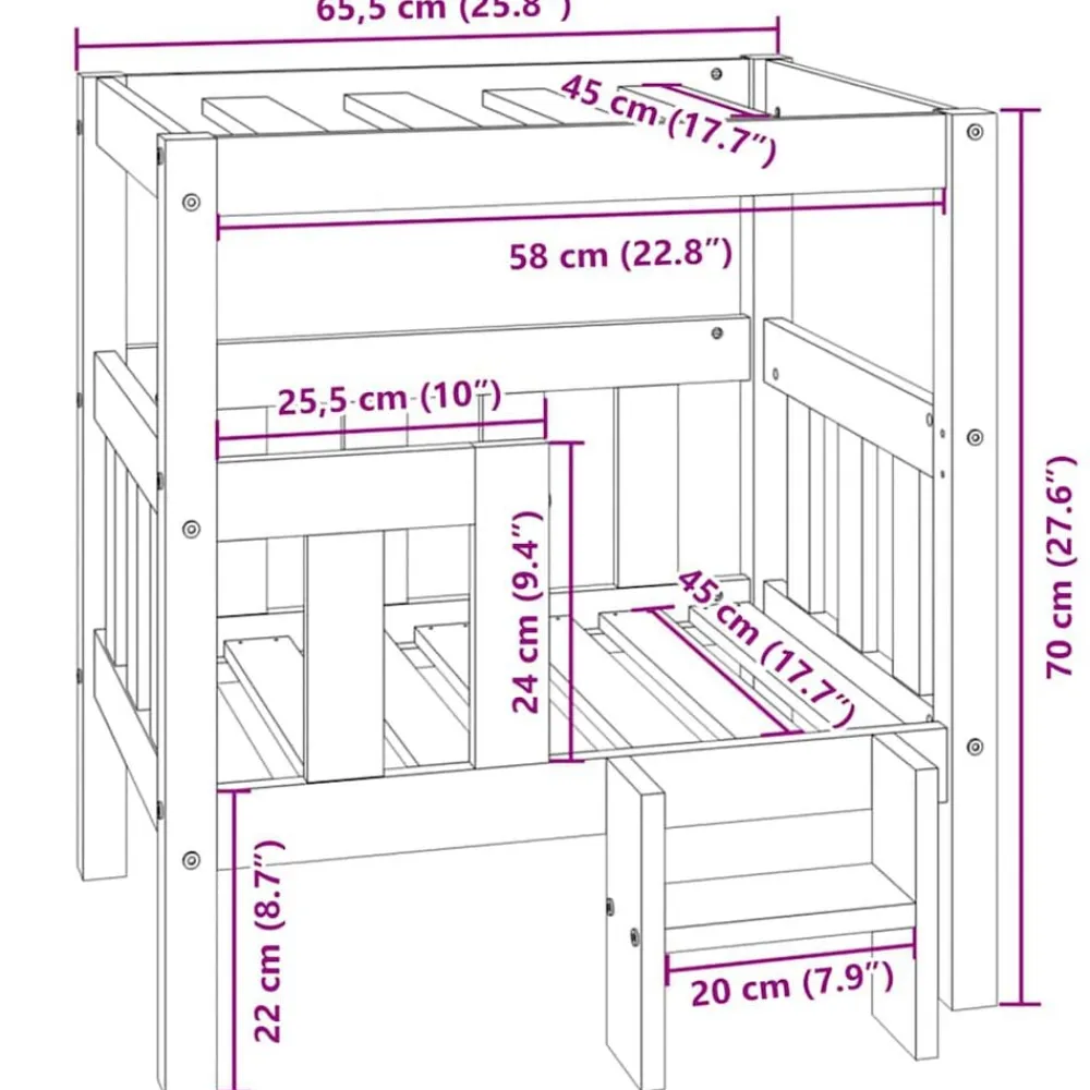 vidaXL Productos Para Mascotas-Cama para perros madera maciza de pino 65,5x50,5x70 cm