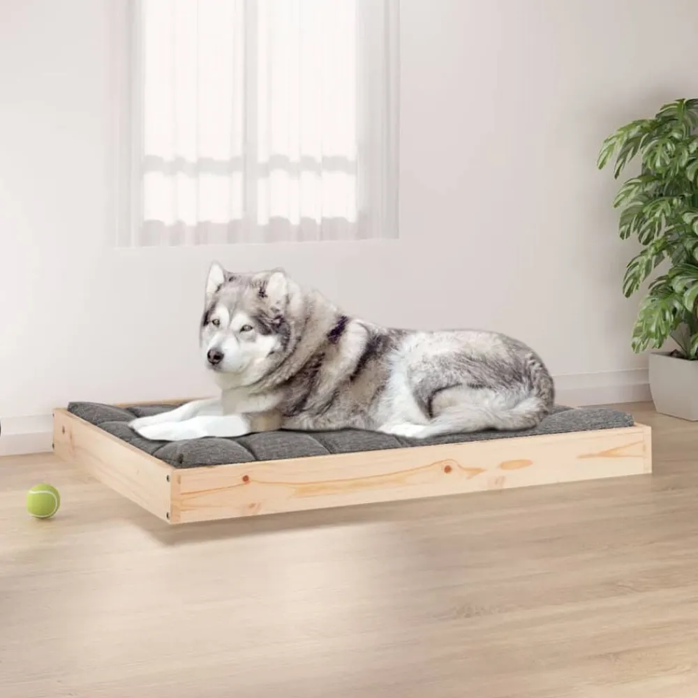 vidaXL Cama para perros madera maciza de pino 101,5x74x9 cm Natural Discount
