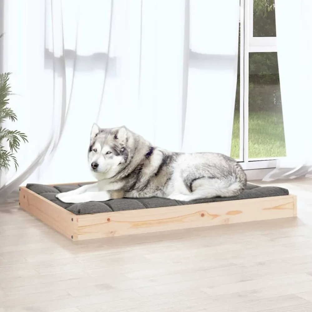 vidaXL Cama para perros madera maciza de pino 101,5x74x9 cm Natural Discount