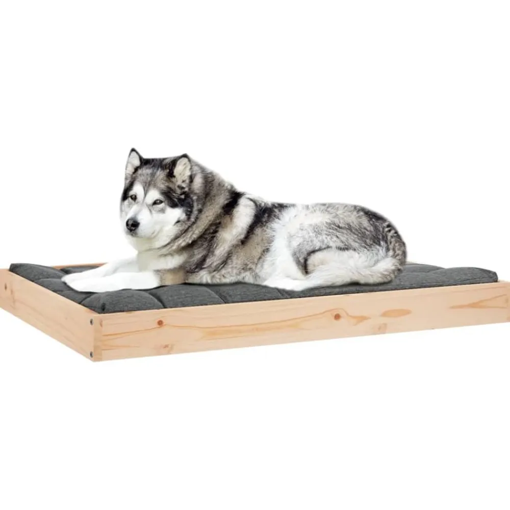vidaXL Cama para perros madera maciza de pino 101,5x74x9 cm Natural Discount