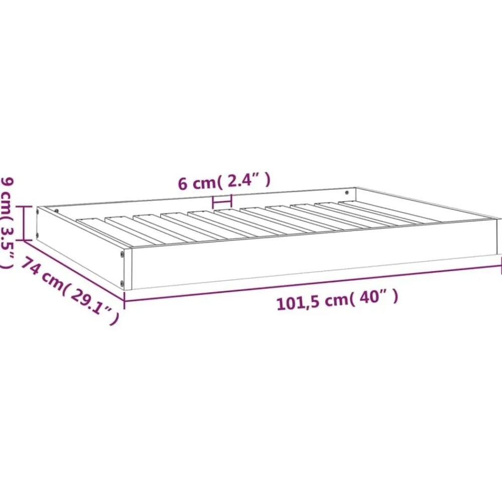 vidaXL Cama para perros madera maciza de pino 101,5x74x9 cm Natural Discount