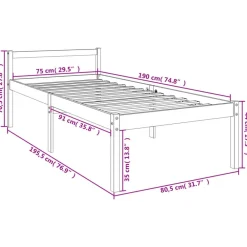 vidaXL Camas Y Accesorios-Cama senior individual pequeña sin colchón 75x190 cm