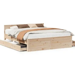 vidaXL Camas Y Accesorios-Cama sin colchón con cabecero madera maciza de pino 200x200 cm