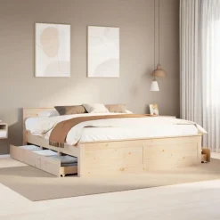 vidaXL Camas Y Accesorios-Cama sin colchón con cabecero madera maciza de pino 200x200 cm