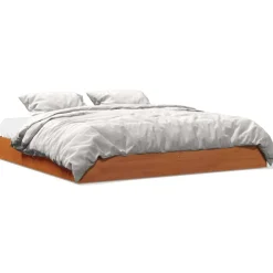 vidaXL Camas Y Accesorios-Cama sin colchón madera maciza de pino marrón cera 200x200 cm