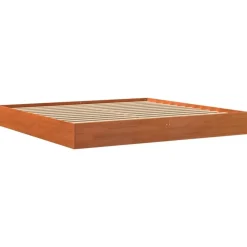 vidaXL Camas Y Accesorios-Cama sin colchón madera maciza de pino marrón cera 200x200 cm