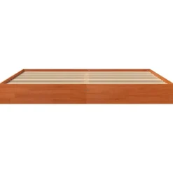 vidaXL Camas Y Accesorios-Cama sin colchón madera maciza de pino marrón cera 200x200 cm