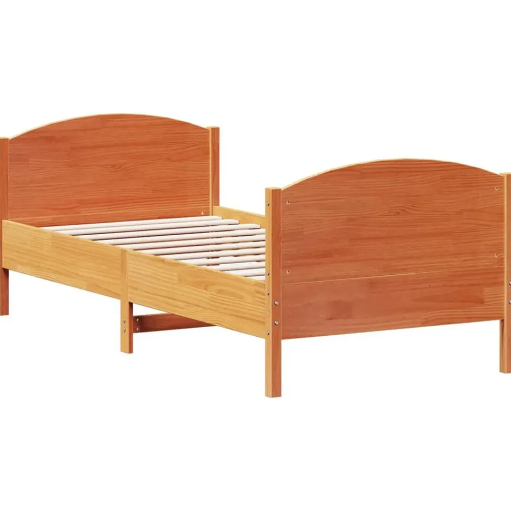 vidaXL Cama sin colchón madera maciza de pino marrón cera 100x200 cm Marrón Clearance
