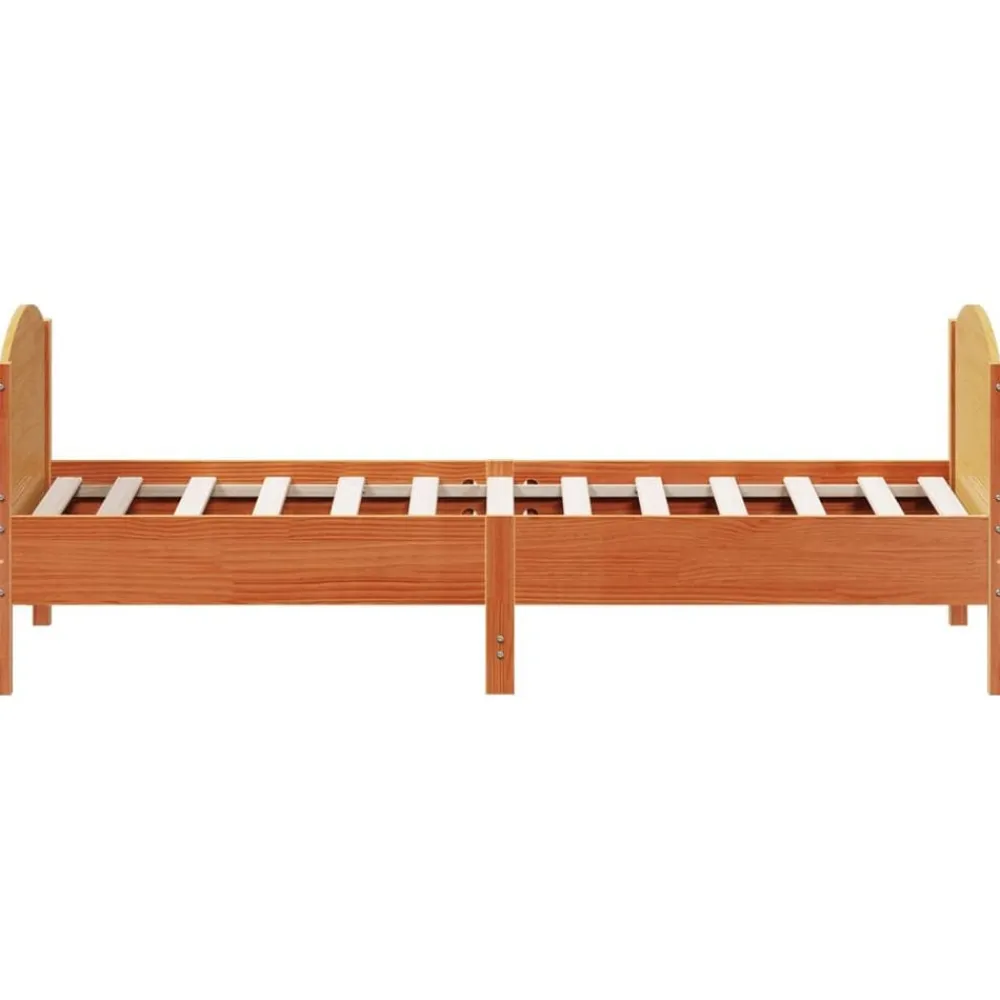 vidaXL Cama sin colchón madera maciza de pino marrón cera 100x200 cm Marrón Clearance