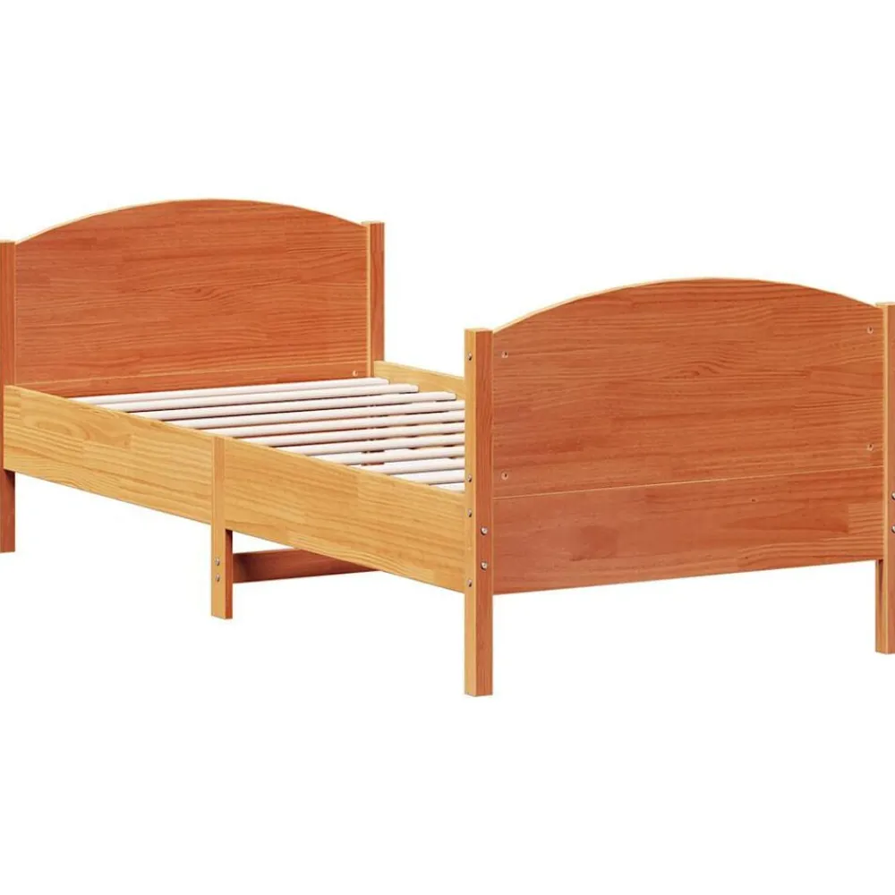 vidaXL Cama sin colchón madera maciza de pino marrón cera 100x200 cm Marrón Clearance