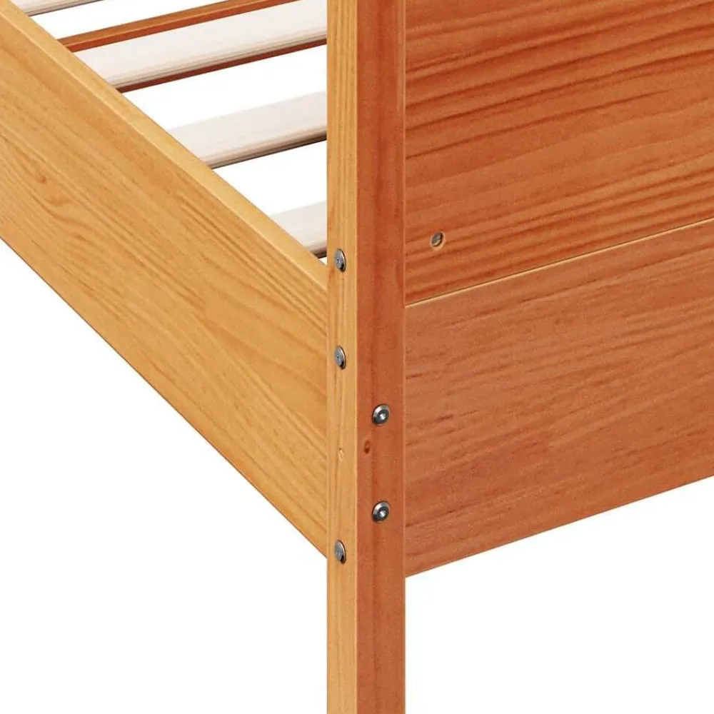 vidaXL Cama sin colchón madera maciza de pino marrón cera 100x200 cm Marrón Clearance
