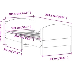 vidaXL Cama sin colchón madera maciza de pino marrón cera 100x200 cm Marrón Clearance
