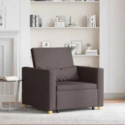 vidaXL Sillas-Cama Sofá Desplegable Individual Marrón oscuro 90 x 165 x 87 cm