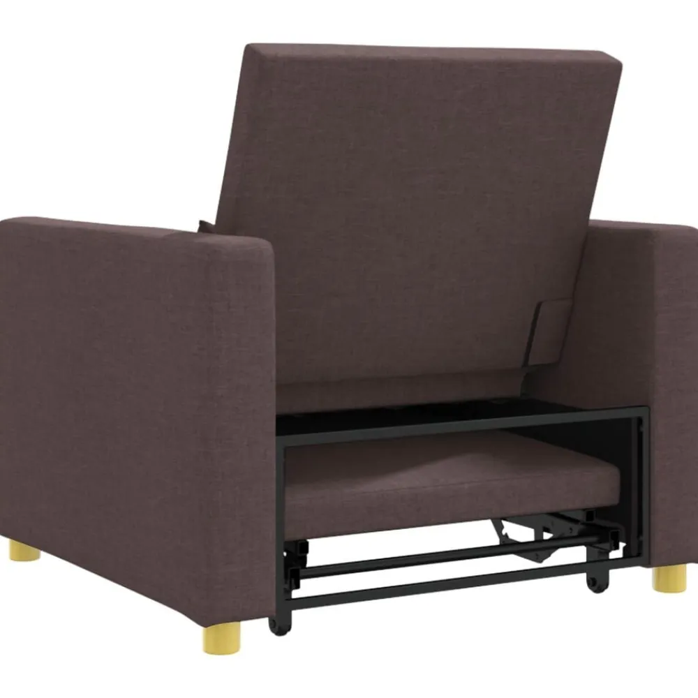 vidaXL Sillas-Cama Sofá Desplegable Individual Marrón oscuro 90 x 165 x 87 cm