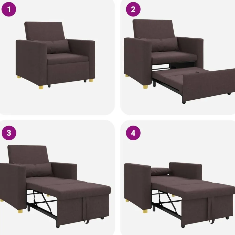 vidaXL Sillas-Cama Sofá Desplegable Individual Marrón oscuro 90 x 165 x 87 cm