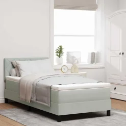 vidaXL Cama tipo Box Spring 90 x 190 cm Terciopelo Gris claro Hot